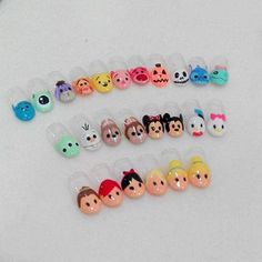 Tsum Tsum Nails, Disneyland Nails, Paznokcie Hello Kitty, Disney Inspired Nails, Disney Acrylic Nails, Disney Nail, Fake Nails Designs, Hippie Nails, Cute Simple Nails