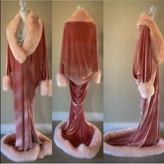 Blush Velvet 1920s-Old Hollywood style-opulent soft blush | Etsy Old Hollywood Feather Robe, Modern Old Hollywood Outfits, 1920s Dressing Gown, Rich Christmas Aesthetic, Old Hollywood Outfit Ideas, Pink Feather Robe, Fur Robes, Old Hollywood Glamour Fashion, Old Hollywood Glam Dresses