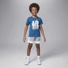 This 2-piece set is totally out of this world! The attention-grabbing tee is made of cotton/poly jersey and has a tagless crewneck for easy wear. The matching French Terry shorts have a stretch waistband for a comfy feel kiddos can play freely in. French Terry Shorts, Terry Shorts, Out Of This World, Shorts Set, Easy Wear, This World, Short Sets, French Terry, 2 Piece