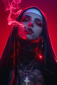 Monja Tattoo, Nun Art, Dark Fantasy Artwork, Cyberpunk Character, Phone Wallpaper For Men, Arte Fantasy, Cartoon Profile Pics, Dark Beauty