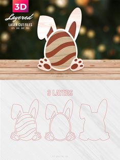 an easter bunny cut file with 3 layers to make it look like they have ears