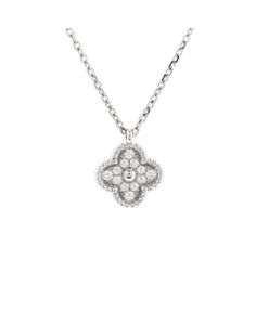 Pre-Owned Van Cleef & Arpels Sweet Alhambra Pendant Necklace in 18K White Gold. Condition: Very good. Van Cleef Vintage Alhambra Necklace, Van Cleef Necklace, Expensive Necklaces, Alhambra Pendant, Luxury Necklace, Van Cleef, Van Cleef Arpels, Dream Jewelry, Diamond Necklace