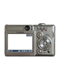 a digital camera with a white screen on the front and back side, showing an empty area for text