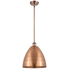 a copper colored pendant light hanging from the ceiling on an isolated white background with clippings