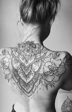 Backpiece Tattoo, Upper Back Tattoos, Hip Tattoos Women, Ornamental Tattoo, Back Tattoo Women, Cross Tattoo, Feminine Tattoos