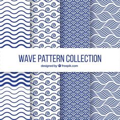 wave pattern collection in blue and white