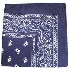 a blue bandana with paisley designs on it