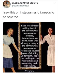 an image of two women in dresses holding up a sign that says, i saw this on instagram and it needs to be here too