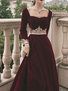 A-Line Vintage Formal Velvet Evening Dress with Appliques,Long Sleeve Dinner Dresses Dinner Dress Outfit, Elegant Vintage Wedding, Valentine's Day Dress, Wedding Guest Formal, Velvet Evening Dress, Long Formal Gowns, Valentines Day Dresses, Fancy Dresses Long, Ball Gowns Evening