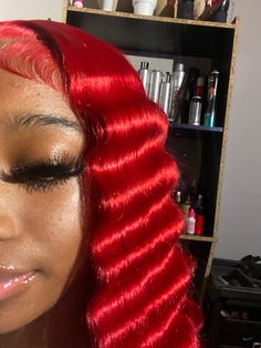 Red Half Up Half Down, Red Weave Hairstyles, Frontal Wig Hairstyles, Red Wig, Dyed Hair Inspiration, Protective Hairstyles Braids, Pretty Braided Hairstyles, Pretty Hair Color, Dope Hairstyles