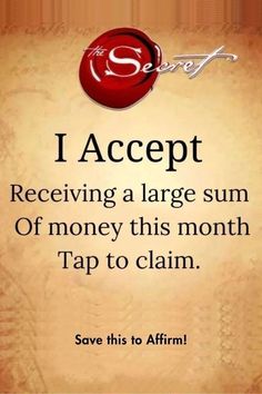 a sign that says i accept receiving a large sum of money this month tap to claim