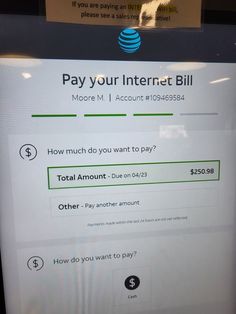 a sign that says, pay your internet bill more m i account r / oa $ 3 99