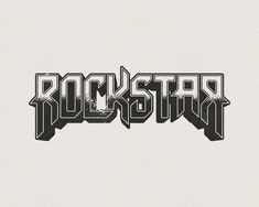 the word rockstard written in black and white