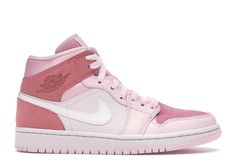 Jordan 1 Mid Digital Pink, Air Jordan 1 Mid Digital Pink, Pink Jordans, Lanvin Sneakers, Dior Sneakers, Jordan Model, Balenciaga Sneakers, Cute Nike Shoes, Air Jordan Sneakers