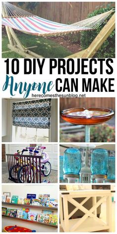 the top ten diy projects anyone can make with glass jars and mason jars, including an upside down hammock