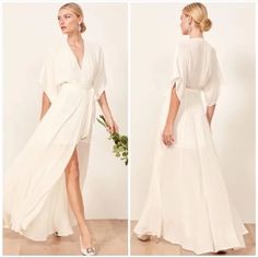 A Casual, Ethereal, Chic White Wrap Dress For Any Occasion Wedding, Baby Shower, Brunch! Brand New, Never Worn, With Tags. Brunch Wedding Dress, Wedding Dress Wrap, Wrap Wedding Dress, White Wrap Dress, Dresses Satin, Baby Shower Brunch, Wedding Dresses Satin, Reformation Dress, Brunch Wedding