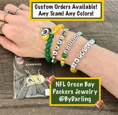 green bay packers bracelets with custom orders available for any team and colors on them