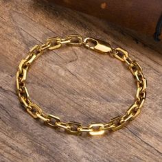 Brand New Men's Gold Chain Link Bracelet Genuine 14k Gold Plated Sterling Silver Length - 8" (Most Common Men's Size) Retail Price $300 Buy With Confidence From A Trusted Seller With A 99%+ Feedback Rating! A0317 (Id-1465-) Yellow Gold Stainless Steel Bracelet With Box Chain, Gold Chains For Men, Mens Accessories Jewelry, Mens Gold, Gold Plated Sterling Silver, Chain Link Bracelet, Link Bracelets, Fashion Bracelets, Gold Chain