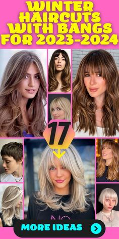 Long Hair With Bangs And Layers, Winter Haircuts, Current Hair Trends, Long Hair Trends, Layered Hair With Bangs, Bangs For Round Face, Cool Short Hairstyles, Bangs With Medium Hair, Hairstyle Inspiration