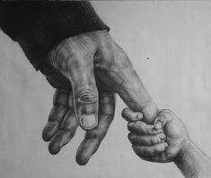 a drawing of two hands holding the hand of another person's hand, in black and white