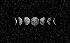 five phases of the moon on a starr background