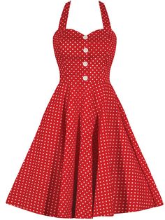 Women's+"Retro+Gal"+Halter+Swing+Dress+by+Double+Trouble+Apparel+(Red+Polka+Dot) Mode Rockabilly, Rockabilly Baby, Princess Closet, Rockabilly Style, Circle Dress, Dream Dresses, Quality Dresses