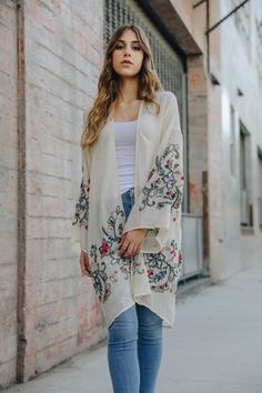 Long Floral Kimono Cardigan One Size Fits Most Couture, Powerlifting Shirts, Long Floral Kimono, Long Kimono Cardigan, Brown Aviator Sunglasses, Floral Kimono Cardigan, Orange Sunglasses, Scarf Jacket, Gucci Fashion