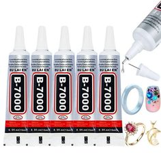 the kit includes four different types of glue