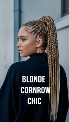 Turn heads with blonde cornrow ponytails! Discover stunning variations for this summer. #blondehair #cornrows #ponytails #summerstyles Blonde Cornrow Ponytail, Cornrow Ponytails, Cornrow Ponytail Styles, Ponytail Blonde, Braids Styling, Cornrow Styles, Cornrow Ponytail, Crochet Braids Hairstyles, Box Braids Styling