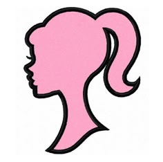 the silhouette of a woman's head with pink hair and ponytails on it