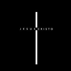 the words jesus cristoo are written in white on a black background with a cross