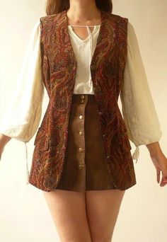 70s Vest Dress, Clothes For Boxy Shape, Artsy Earthy Outfit, 70s Fashion Staples, Pretty Woman Outfit Inspiration, Fancy Outfits Masculine, 60s Inspired Outfits Casual, Daisy Jones And The Six Outfit Inspiration, 70s Wedding Attire