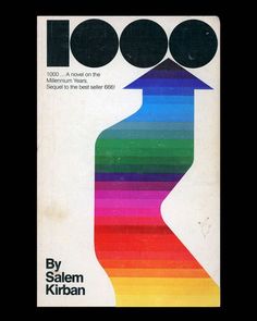 a book cover with an arrow pointing up to the sky and rainbow colors on it