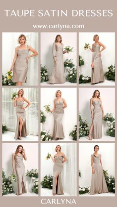 a collage of photos showing the different styles of dresses worn by women in formal wear