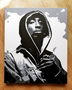 a painting of a man wearing a hoodie