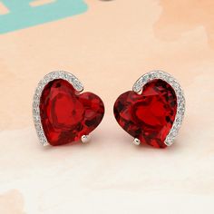 Bridal Stud Earrings, Wedding Jewelery, Bridal Earrings Studs, Ruby Color, Gem Earrings, Jeweled Earrings, Ear Rings, Earrings Stud