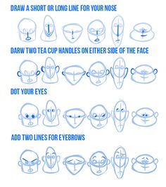 the instructions for how to draw cartoon faces