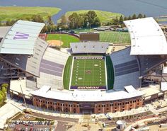 an aerial view of the football stadium