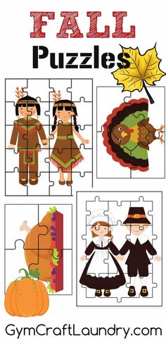 fall puzzles for kids that are fun and easy to do with their own hands on the puzzle