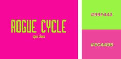 the words rodeo cycle are in yellow and pink