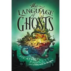 the language of ghosts book cover with an image of a floating island in the ocean