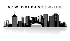 a black and white skyline with the words new orleans sky line on it's side