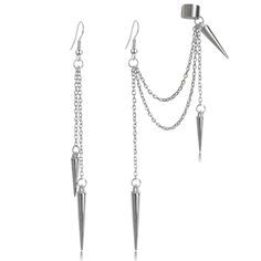 PRICES MAY VARY. ❤ Quality material: our long chain pendant earrings are made of stainless steel, quality, safe and lightweight material, which is not easy to break, fade or rust, wearing them won't make your ears feel uncomfortable, and these earrings are durable enough to ensure long-time use ❤ Perfect gift ideas for birthday, holiday, a special occasion, Christmas, Hanukkah, Mothers Day, Valentines Day, birthday gifts for her, or your Bridesmaids! ❤ Full of personality: the stainless steel ch Vintage Barrel, Kpop Earrings, Ear Pins Earrings, Ear Cuff Earrings, Mens Earrings Hoop, Stud Earrings For Men, Black Punks, Earrings For Men, Ear Cuff Earings