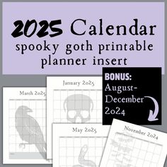 three calendars with the words, 2020 - 202 and an image of a bird