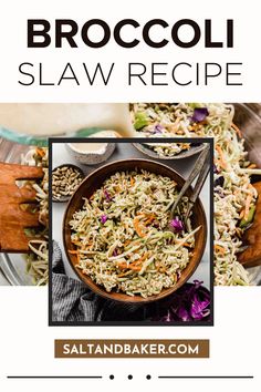 broccoli slaw recipe with text overlay