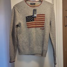 Iconic Classic Flag Wool Sweater Ralph Lauren Flag Sweater, Ralph Lauren Half Zip, Flag Sweater, Ralph Lauren Pullover, Polo Ralph Lauren Sweater, Black Polo, Quarter Zip Sweater, Ralph Lauren Sweaters, Smart Casual Outfit