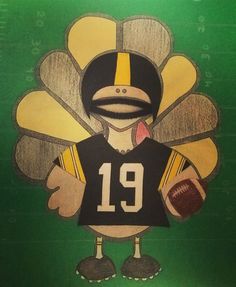 a drawing of a turkey wearing a football jersey