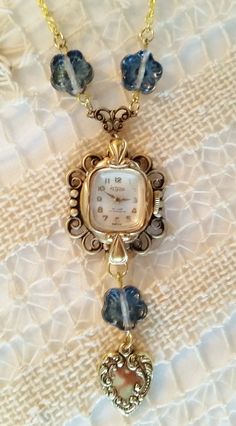 Watch Pendant Necklace, Watch Jewelry, Vintage Jewelry Art, Repurposed Jewelry