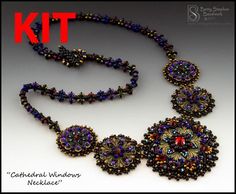 an elaborate necklace and earring set made from seed beads is featured in the kit