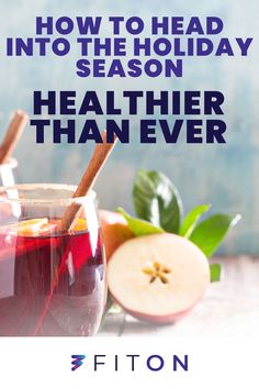 an advertisement for healthier than ever, with apples and cinnamons in the background